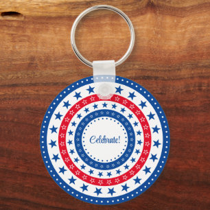 Celebrate Red, White, and Blue Stars Key Ring
