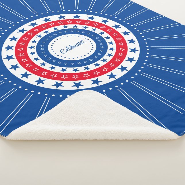 Celebrate Red, White, and Blue Stars Sherpa Blanket (3/4)