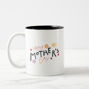 Celebrate Simple Happy Mothers Day Playful Hearts  Two-Tone Coffee Mug