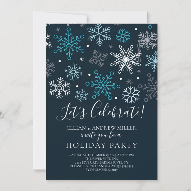 Celebrate Snowflakes Holiday Party Invitation (Front)