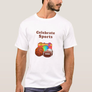 Celebrate Sports Bold Letters White  T-Shirt