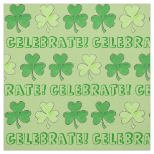 Celebrate St. Patrick's Day Green Shamrock Clover Fabric