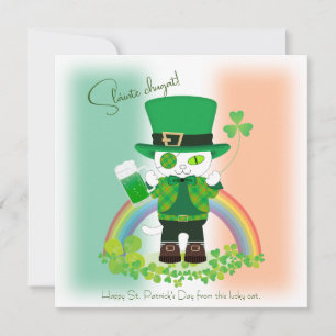 Celebrate St. Patrick's Day with a Lucky cat Invitation
