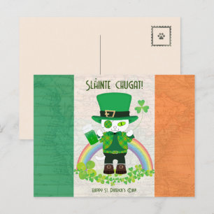 Celebrate St. Patrick's Day with a Lucky Cat Postcard