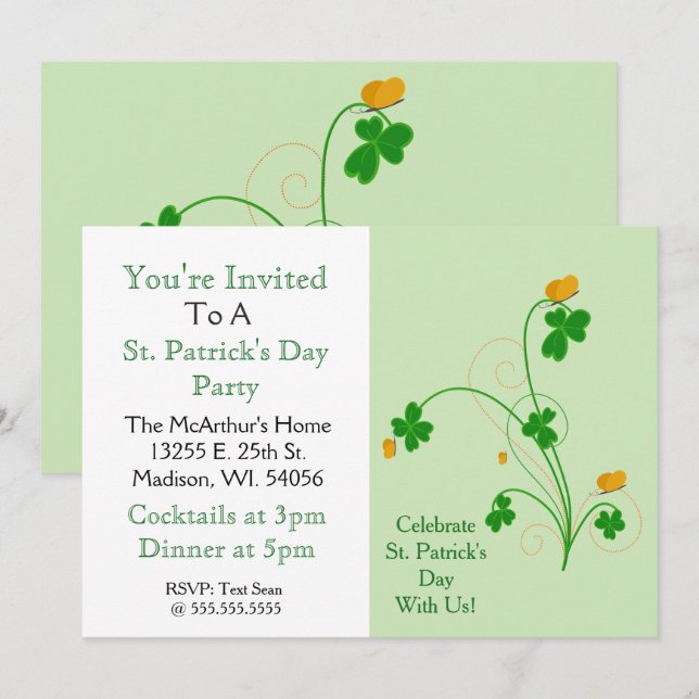 Celebrate St. Patrick's Day With Us!" Party Invitation (Front/Back)