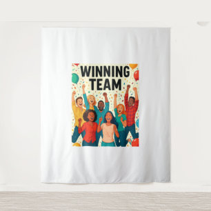 Celebrate Success – "Winning Team" Graphic Design Tapestry