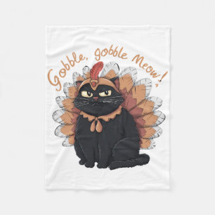Celebrate Thanksgiving Funny Cat Dressed As Turkey Fleece Blanket