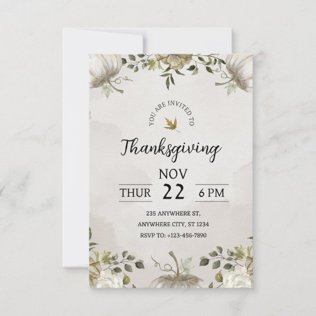 Celebrate Thanksgiving with Our Rustic Dinner Invi Invitation (Front)
