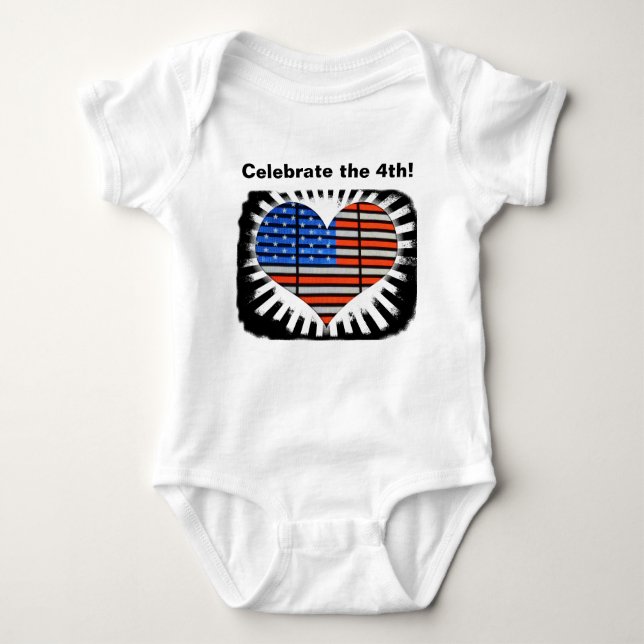 Celebrate the 4th American Flag Baby Bodysuit (Front)