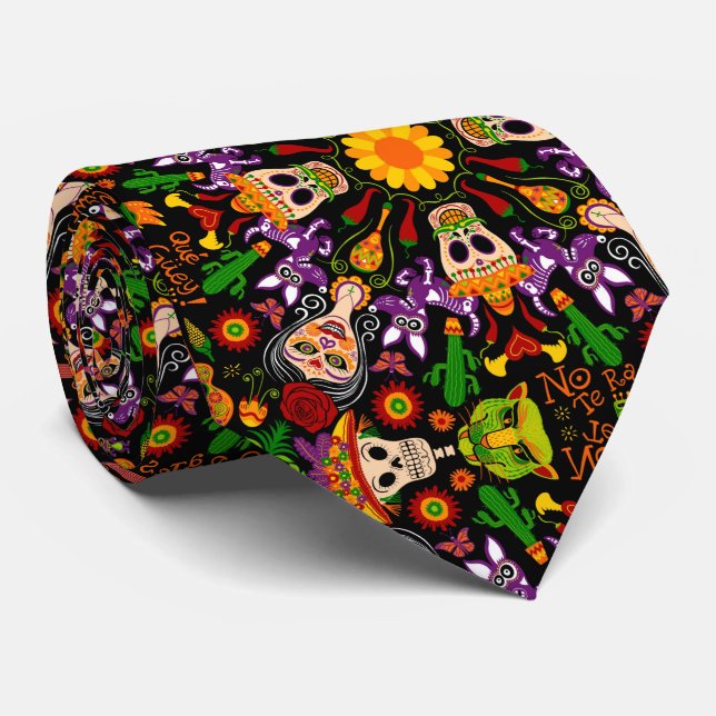 Celebrate the Day of the dead in Mexican style Tie (Rolled)
