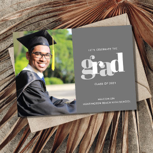 Celebrate the Grad Photo Party Grey Announcement