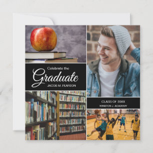 Celebrate the Graduate photo collage Male grad Announcement