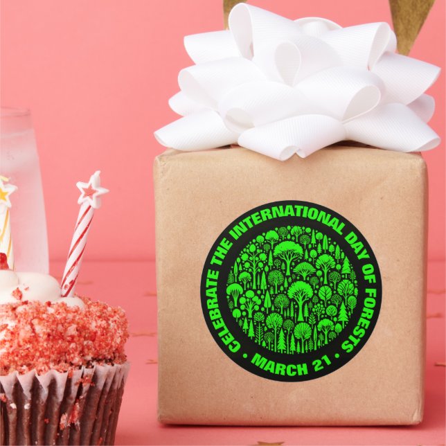 Celebrate the International Day of Forests Classic Round Sticker (Party)