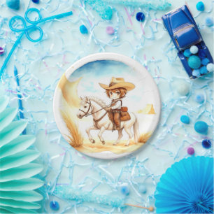 Celebrate the Little Cowboy Baby Shower Paper Plate