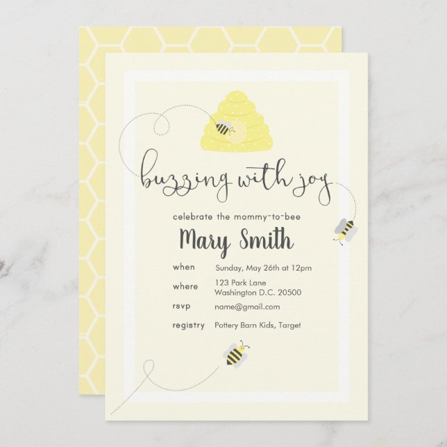 Celebrate the Mummy-to-Bee Invitation (Front/Back)