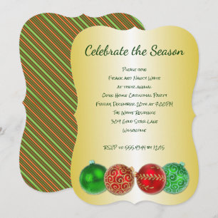 Celebrate the Season Gold Christmas Party Invitation