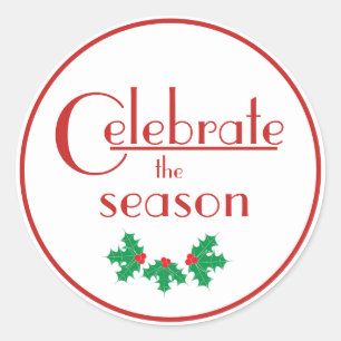 Celebrate the Season Red and White sticker