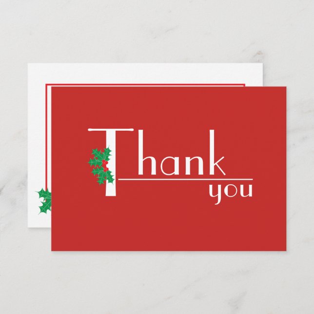 Celebrate the Season White on Red thank you card (Front/Back)