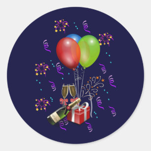 Celebrate, time to party. classic round sticker