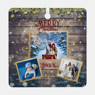 Celebrate Togetherness: 3-Photo Family Christmas  Metal Tree Decoration