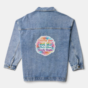 Celebrate True Self Sticker Denim Jacket