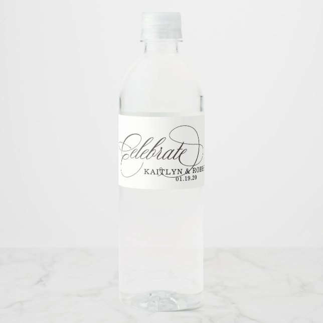 Celebrate Wedding or Engagement Water Bottles Water Bottle Label (Front)