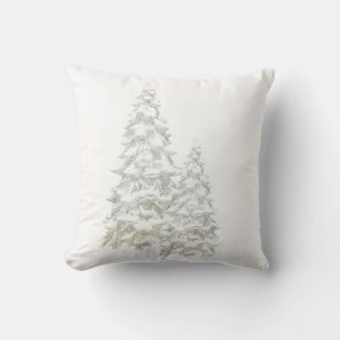Celebrate Winter Snowy Tree Throw Pillow