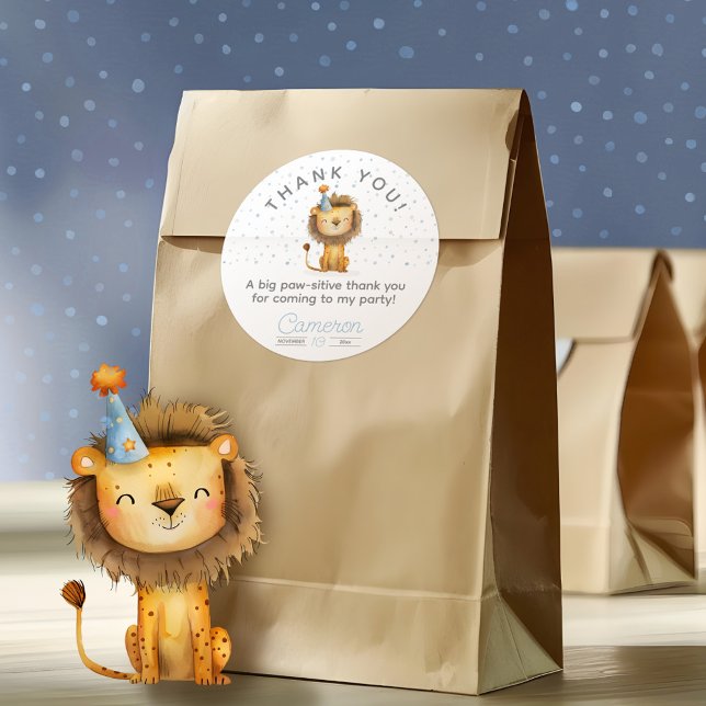 Celebrate with a Roar! Boy's Lion Birthday Classic Round Sticker (Creator Uploaded)