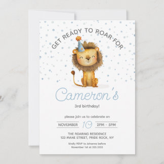 Celebrate with a Roar! Boy's Lion Birthday Invitation