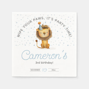 Celebrate with a Roar! Boy's Lion Birthday Napkin