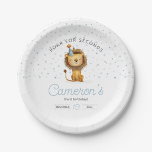 Celebrate with a Roar! Boy's Lion Birthday Paper Plate