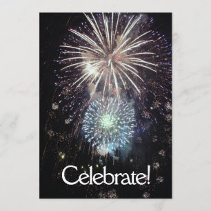 Celebrate with Fireworks - Flat Invitation Card