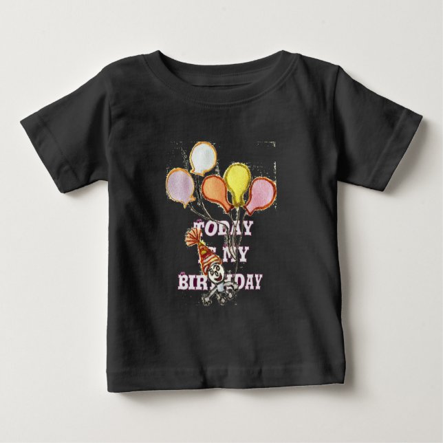 Celebrate with Our Playful Birthday Greeting Happy Baby T-Shirt (Front)