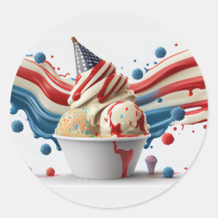 Celebrate with Red White Blue Classic Round Sticker