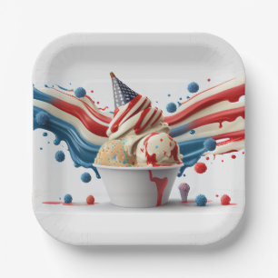 Celebrate with Red White Blue Paper Plate