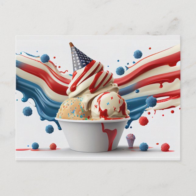 Celebrate with Red White Blue Postcard (Front)