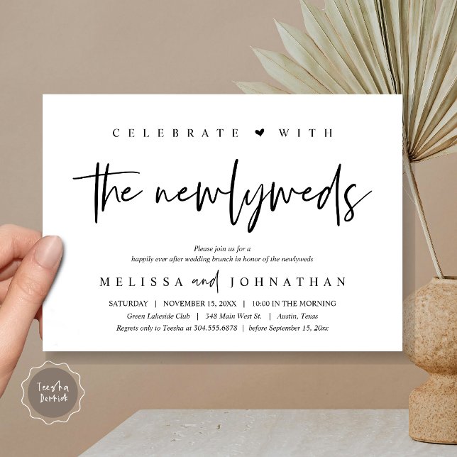 Celebrate with the newlyweds, Wedding Brunch Invitation (Celebrate with the Newlyweds, Wedding Brunch Invitation Card, PDF, in modern black and White)