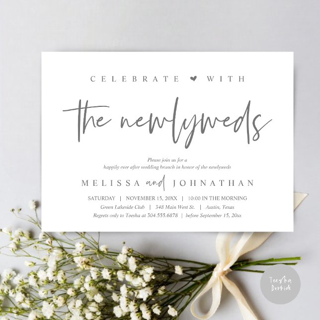Celebrate with the newlyweds, Wedding Brunch Invitation (Celebrate with the Newlyweds, Wedding Brunch Invitation Card, PDF, in modern dark grey)