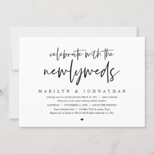 Celebrate with the newlyweds, Wedding Elopement In Invitation