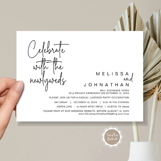 Celebrate with the newlyweds, Wedding Elopement In Invitation (Celebrate with the newlyweds, Wedding Elopement Invitation Cards, Printed and Template file.)