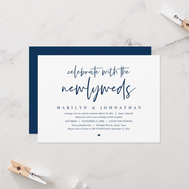 Celebrate with the newlyweds, Wedding Elopement Invitation (Front/Back In Situ)