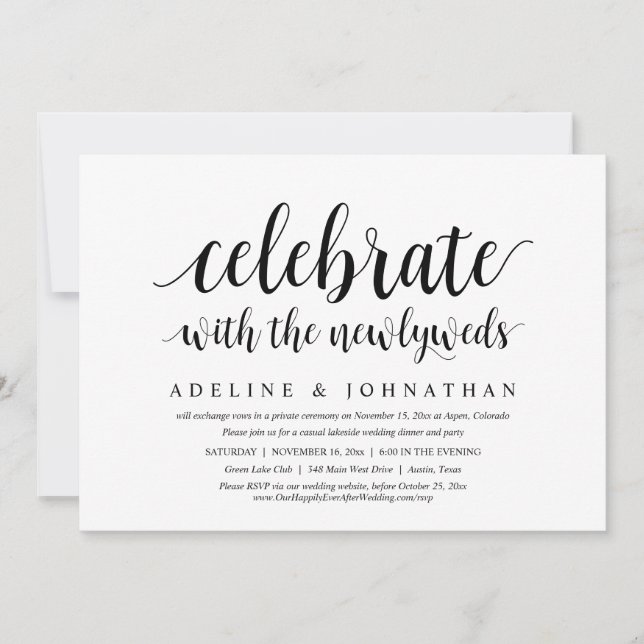 Celebrate with the Newlyweds, Wedding Elopement Invitation (Front)