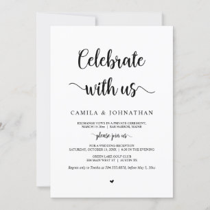Celebrate with us, Black font, Wedding Elopement Invitation