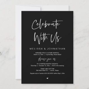 Celebrate with us, Black, Wedding Elopement Invitation