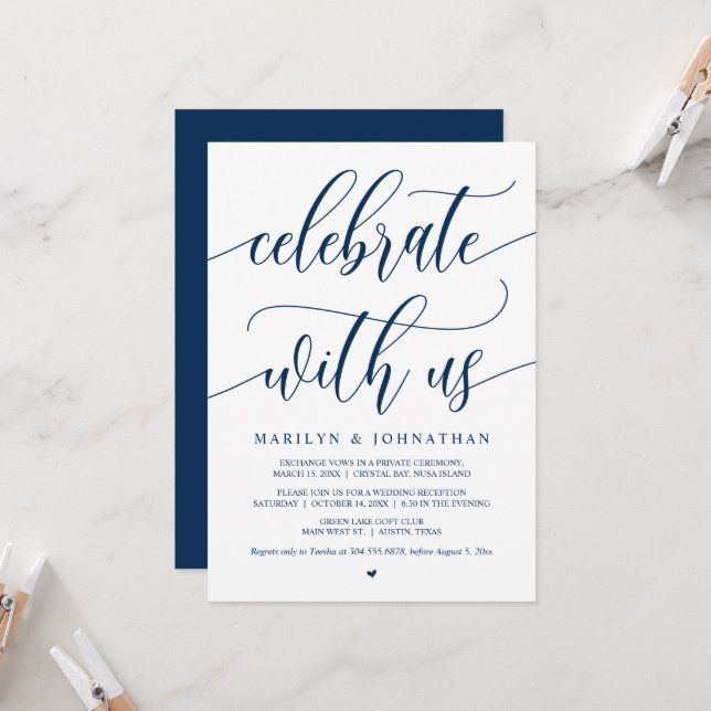 Celebrate with us, Black, Wedding Elopement Party Invitation (Front/Back In Situ)