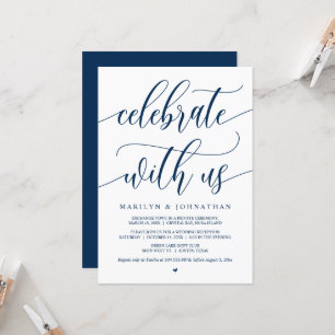 Celebrate with us, Black, Wedding Elopement Party Invitation