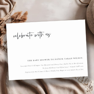 Celebrate With Us Calligraphy Baby Shower Invite