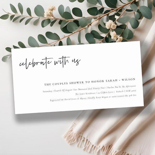 Celebrate With Us Calligraphy Couple Shower Invite (Creator Uploaded)