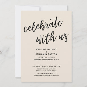 Celebrate with Us Casual Cream Wedding Party Invitation