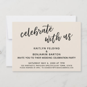 Celebrate with Us Casual Wedding Reception Cream Invitation